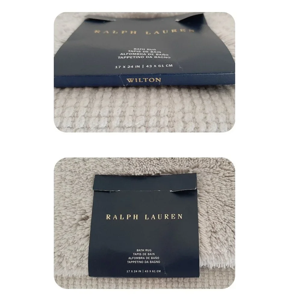 RALPH LAUREN Wilton Bath RUG Mat 17 x24 Silver Birch Light Grey 100% COTTON
